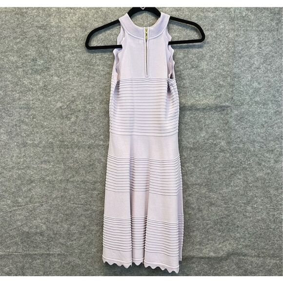 ELIZA J Scalloped Fit & Flare Sweater Dress Size XS Lilac Mini Sleeveless Spring - Picture 9 of 15